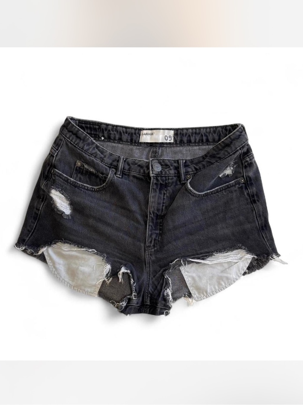Garage Festival Distressed Denim Shorts Washed Black 9